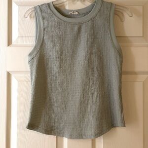Sage green textured tank top.